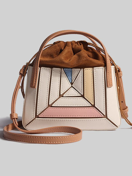 Women's Fashionable Pleated Contrast Color Mini Portable Messenger Bag - Opulent Empire