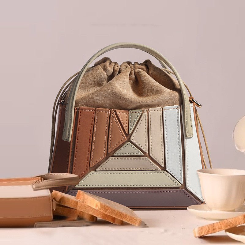 Women's Fashionable Pleated Contrast Color Mini Portable Messenger Bag - Opulent Empire