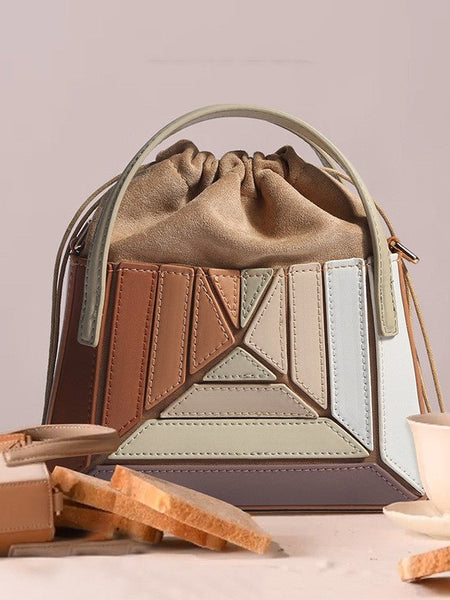 Women's Fashionable Pleated Contrast Color Mini Portable Messenger Bag - Opulent Empire