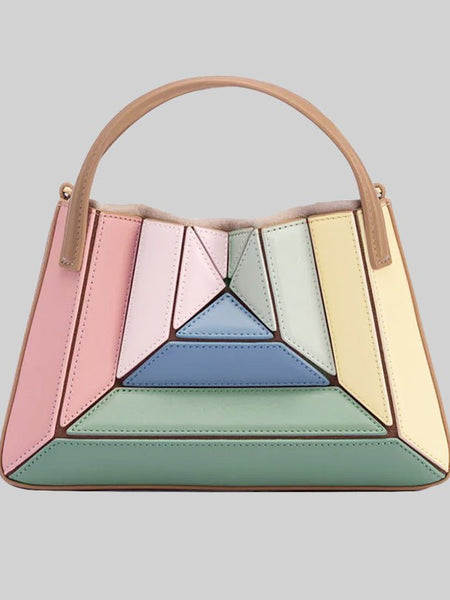 Women's Fashionable Pleated Contrast Color Mini Portable Messenger Bag - Opulent Empire