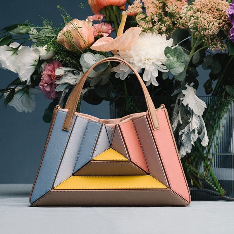 Women's Fashionable Pleated Contrast Color Mini Portable Messenger Bag - Opulent Empire