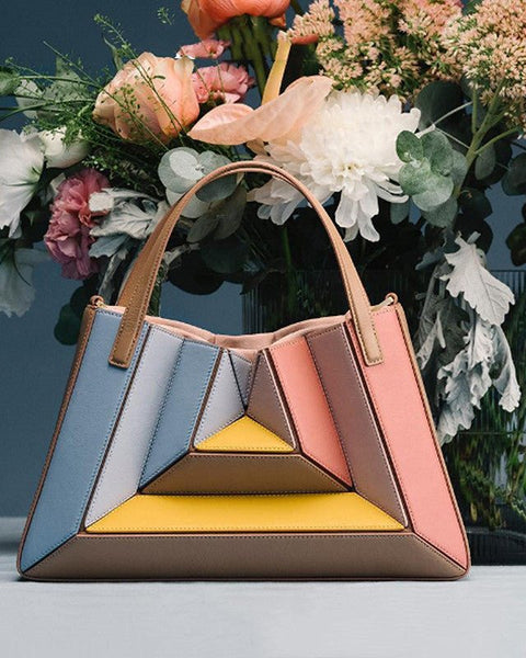 Women's Fashionable Pleated Contrast Color Mini Portable Messenger Bag