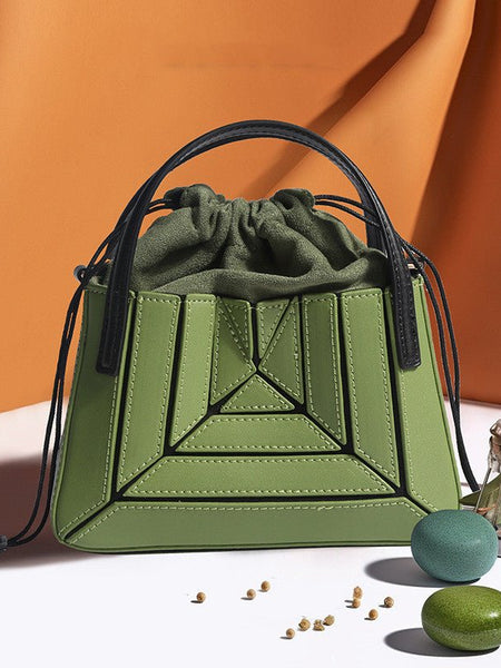 Women's Fashionable Pleated Contrast Color Mini Portable Messenger Bag - Opulent Empire