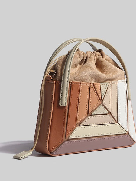 Women's Fashionable Pleated Contrast Color Mini Portable Messenger Bag - Opulent Empire