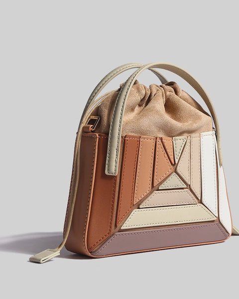 Women's Fashionable Pleated Contrast Color Mini Portable Messenger Bag - Opulent Empire