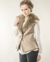 Beige Merino Fur Nappa Lamb Leather Vest-0