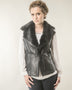 Black Merino Fur Nappa Lamb Leather Vest-0
