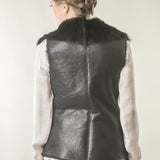 Black Merino Fur Nappa Lamb Leather Vest-1
