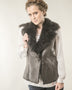 Brown Merino Fur Nappa Lamb Leather Vest-0