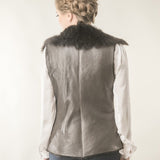 Brown Merino Fur Nappa Lamb Leather Vest-1