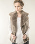 Taupe Merino Fur Nappa Lamb Leather Vest-0