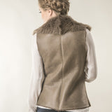 Taupe Merino Fur Nappa Lamb Leather Vest-1