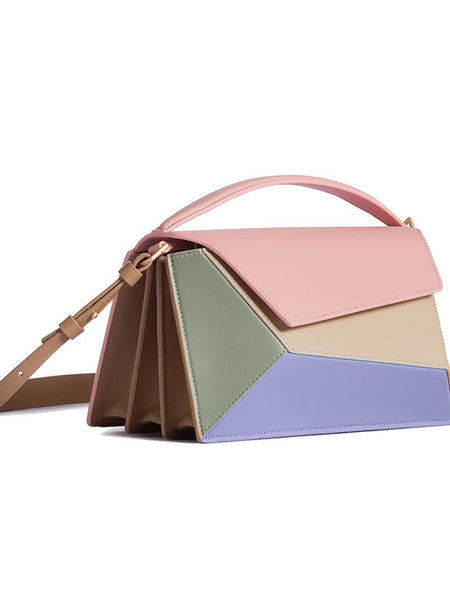 Women's Geometric Design Hit Color Diamond Lattice Organ Shoulder Messenger Bag - Opulent Empire