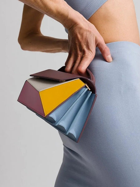 Women's Geometric Design Hit Color Diamond Lattice Organ Shoulder Messenger Bag - Opulent Empire