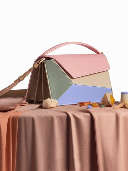 Women's Geometric Design Hit Color Diamond Lattice Organ Shoulder Messenger Bag - Opulent Empire