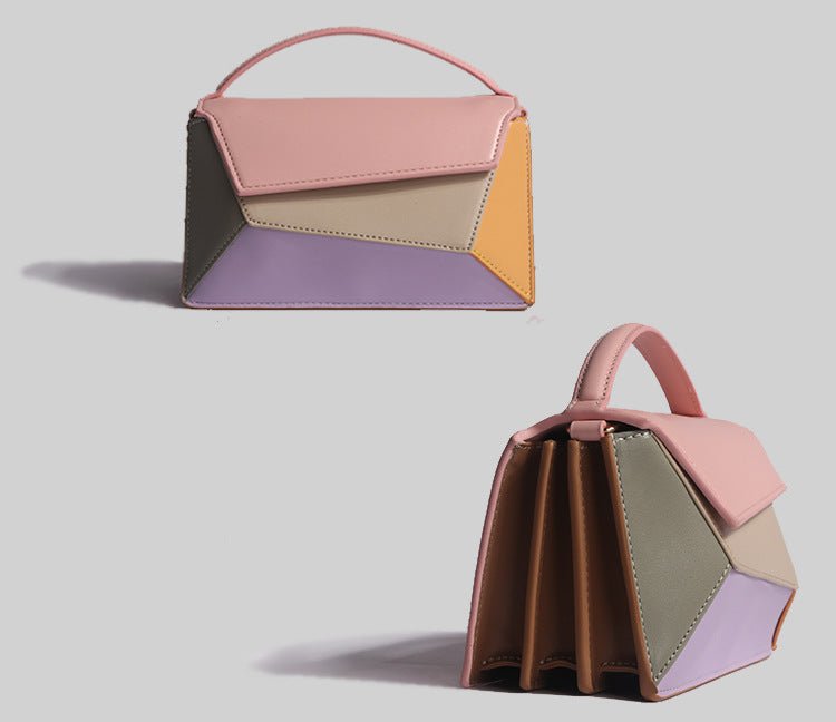 Women's Geometric Design Hit Color Diamond Lattice Organ Shoulder Messenger Bag - Opulent Empire