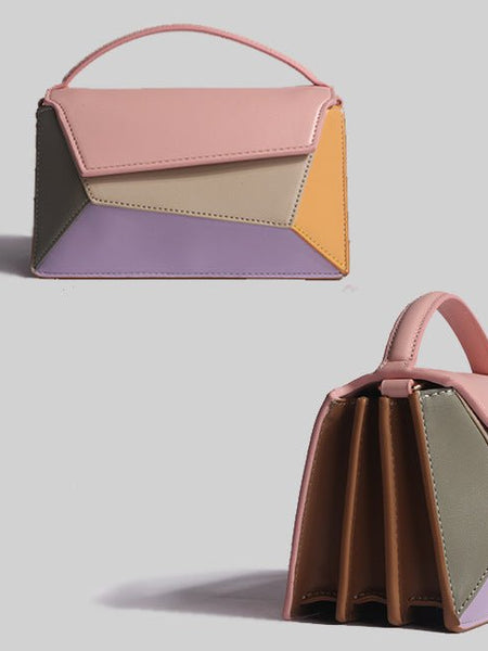 Women's Geometric Design Hit Color Diamond Lattice Organ Shoulder Messenger Bag - Opulent Empire