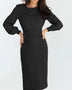 Women's slim pleated mid-length bottoming sweater dress