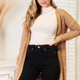 Woven Right Openwork Horizontal Ribbing Open Front Cardigan - Opulent EmpireWoven Right Openwork Horizontal Ribbing Open Front CardiganOpulent Empire