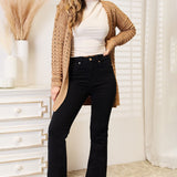 Woven Right Openwork Horizontal Ribbing Open Front Cardigan - Opulent EmpireWoven Right Openwork Horizontal Ribbing Open Front CardiganOpulent Empire