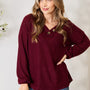 Zenana Buttoned V-Neck Long Sleeve Blouse - Opulent EmpireZenana Buttoned V-Neck Long Sleeve BlouseOpulent Empire