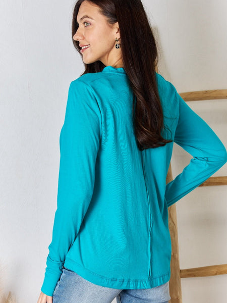 Zenana Exposed Seam Thumbhole Long Sleeve Top - Opulent EmpireZenana Exposed Seam Thumbhole Long Sleeve TopOpulent Empire