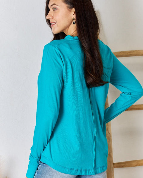 Zenana Exposed Seam Thumbhole Long Sleeve Top - Opulent EmpireZenana Exposed Seam Thumbhole Long Sleeve TopOpulent Empire