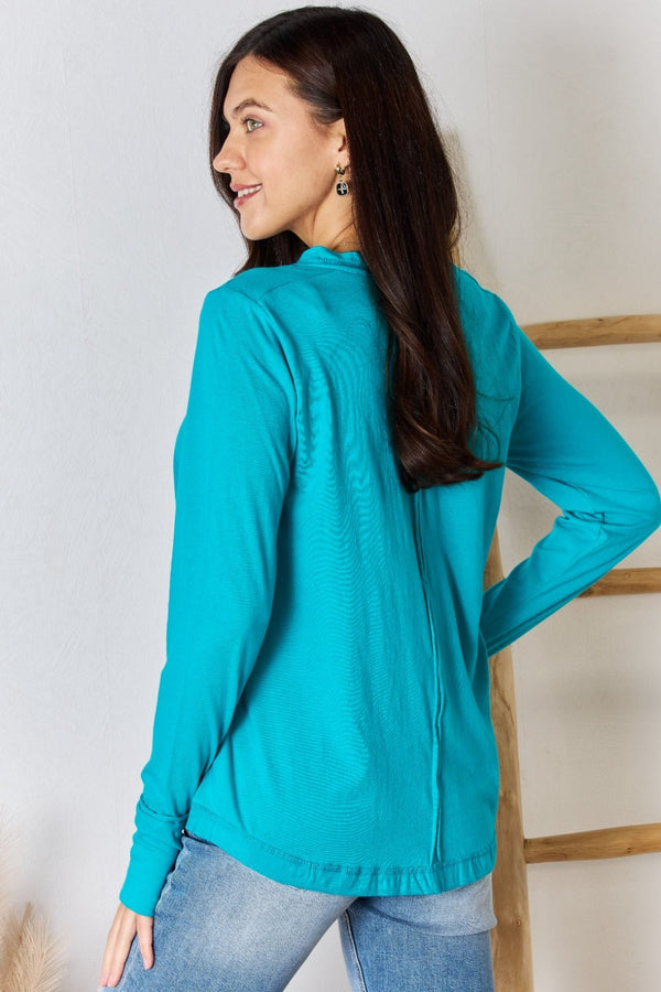 Zenana Exposed Seam Thumbhole Long Sleeve Top - Opulent EmpireZenana Exposed Seam Thumbhole Long Sleeve TopOpulent Empire