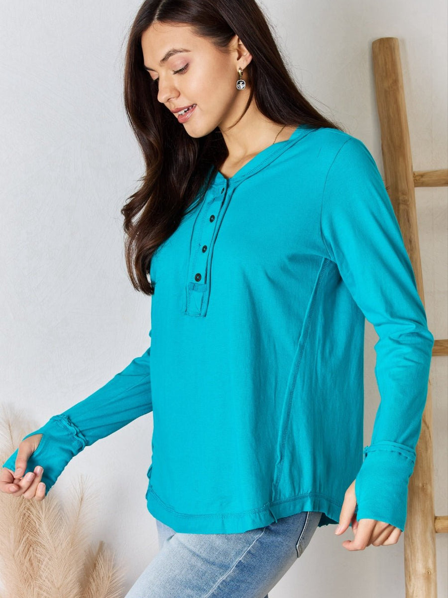 Zenana Exposed Seam Thumbhole Long Sleeve Top - Opulent EmpireZenana Exposed Seam Thumbhole Long Sleeve TopOpulent Empire